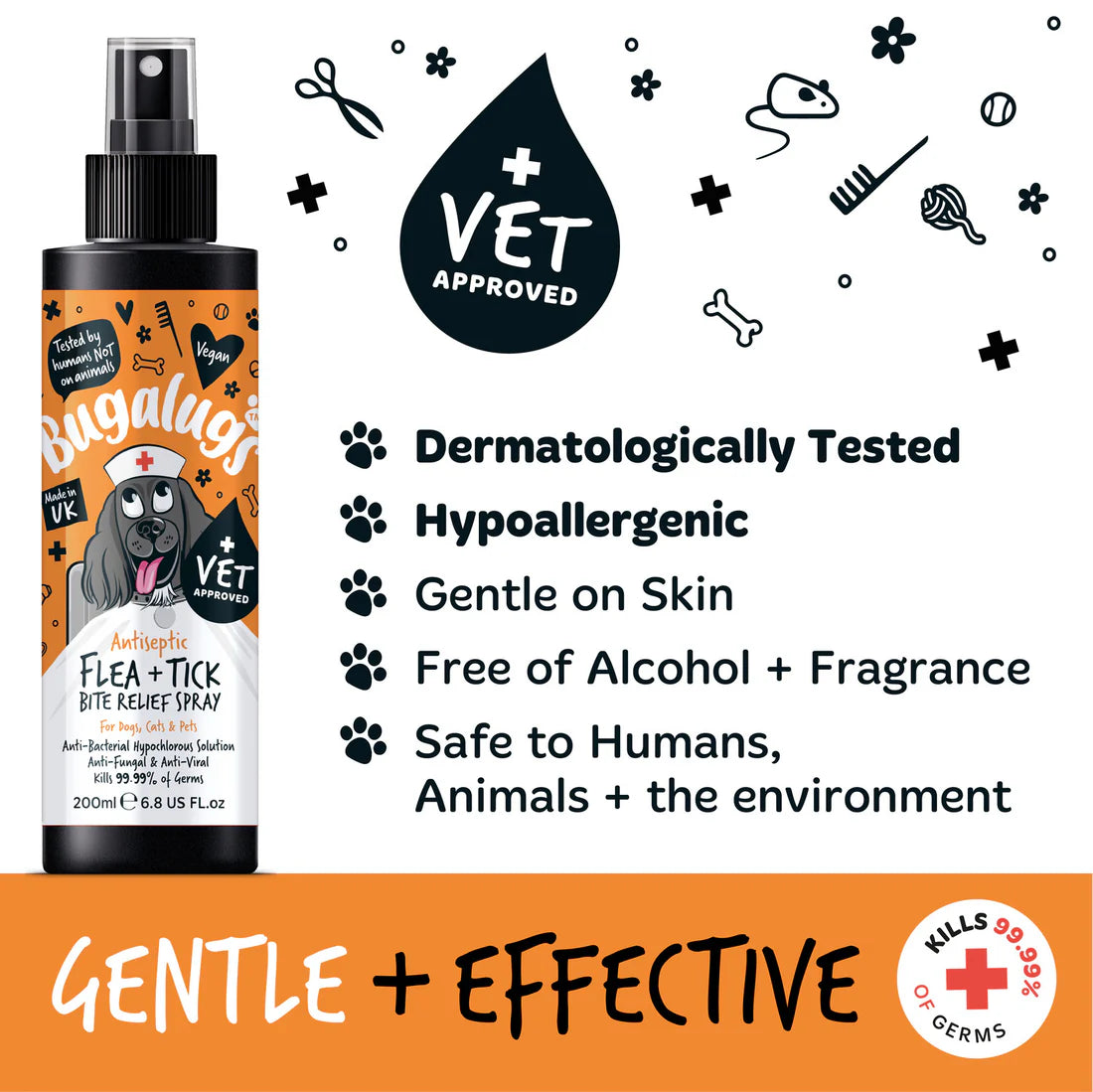 Antiseptic Flea & Tick Bite Relief Spray for Dogs