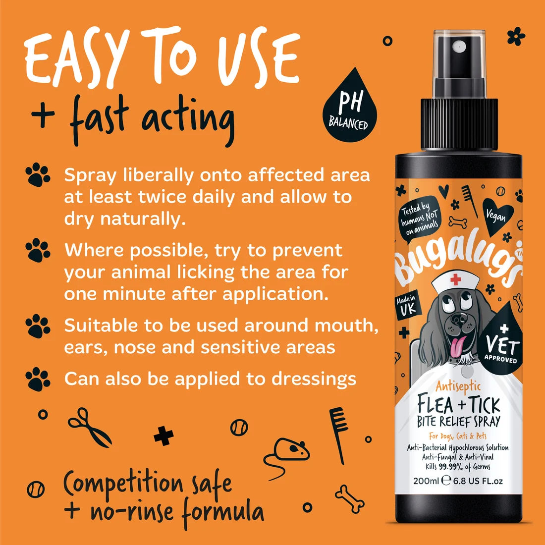 Antiseptic Flea & Tick Bite Relief Spray for Dogs